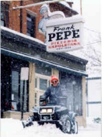 Snow removal at Pepe's Pizza!